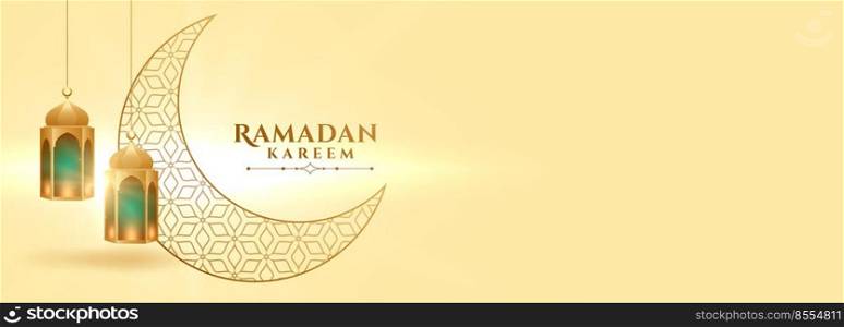ramadan kareem moon and islamic lantern banner