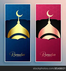 ramadan kareem mosque design banner set