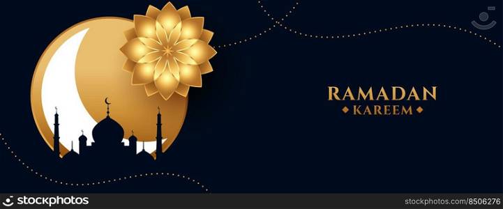ramadan kareem or eid mubarak holiday banner in golden theme