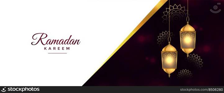 ramadan kareem shiny banner with text space