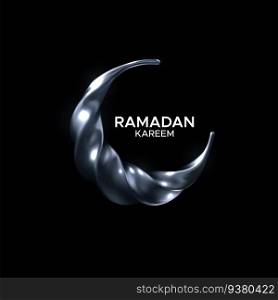 Ramadan Kareem sign with silver crescent moon
