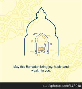 Ramadan Kareem Vector Background. calligraphy greeting card design of happy Ramadan Mubarak, Beautiful Muslim Event Eid Background Design. For web design and application interface, also useful for infographics. Vector illustration.