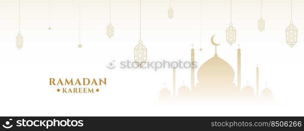 ramadan kareem white traditional islamic banner design