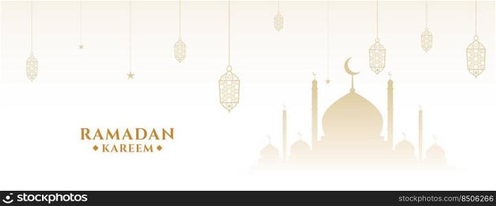 ramadan kareem white traditional islamic banner design