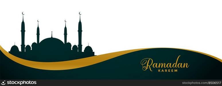 ramadan kareem wide banner with mosque design