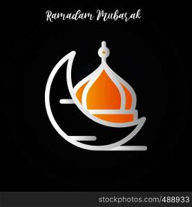 Ramadan Mubarak Bold White LIne Moon and Mosque template