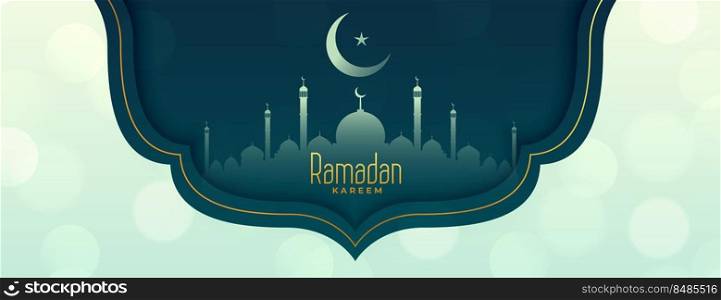 ramadan mubarak festival banner with moon and mosque design