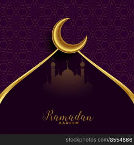 ramadan mubarak festival card with golden moon