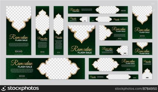 Ramadan sale promotion kit template with arabian style. Set of Ramadan sale web banner template design. Vector illustration