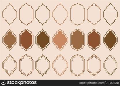 Ramadan window and door frames. Islamic arches with ornament. Arabesque and turkish outline labels. Oriental design elements. Vector decor set.. Ramadan window and door frames. Islamic arches with ornament. Arabesque and turkish outline labels. Oriental design elements. Vector decor set