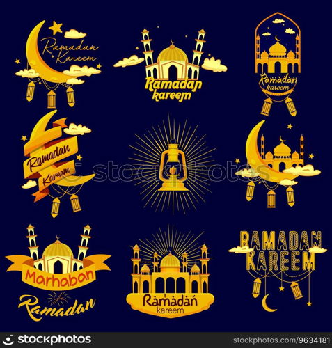 Ramadhan islamic badge logo set collection Vector Image