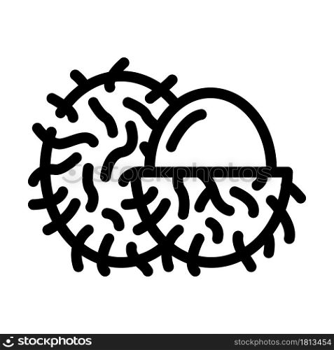 rambutans fruit line icon vector. rambutans fruit sign. isolated contour symbol black illustration. rambutans fruit line icon vector illustration
