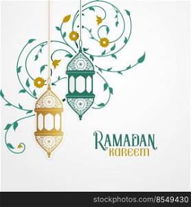 ramdan kareem design with decorative lantern and islamic floral pattern