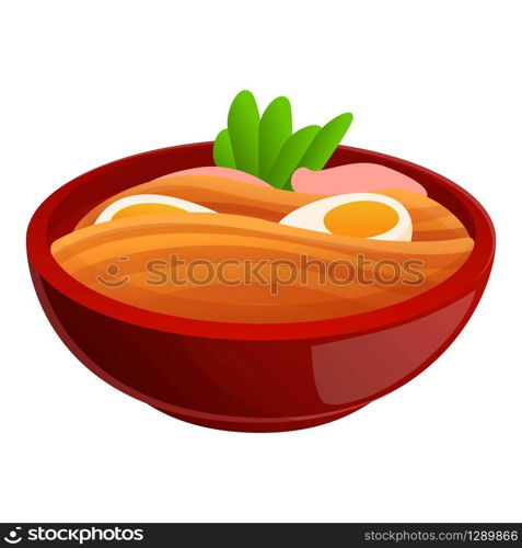 Ramen soup icon. Cartoon of ramen soup vector icon for web design isolated on white background. Ramen soup icon, cartoon style