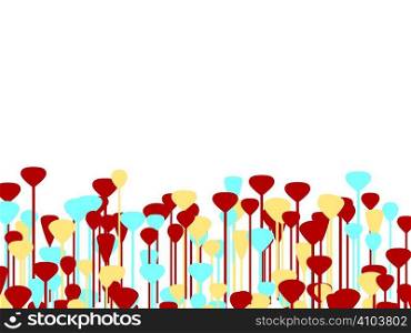 Random abstract lollipop shapes in three different colors
