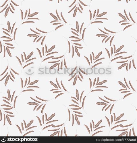 Random decorative seamless pattern with floral minimalistic leaf branches shapes. White background. Designed for fabric design, textile print, wrapping, cover. Vector illustration.. Random decorative seamless pattern with floral minimalistic leaf branches shapes. White background.