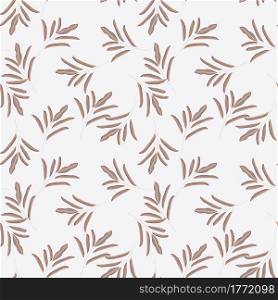 Random decorative seamless pattern with floral minimalistic leaf branches shapes. White background. Designed for fabric design, textile print, wrapping, cover. Vector illustration.. Random decorative seamless pattern with floral minimalistic leaf branches shapes. White background.
