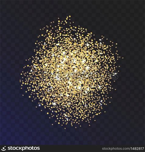 Random falling gold glitter sparkle transparent background