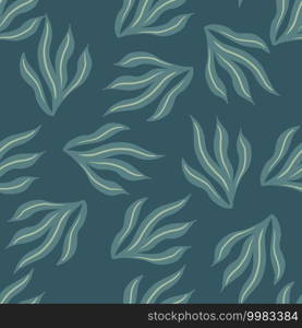 Random pale seamless pattern with hand drawns eaweed print. Turquoise palette artwork. Aquatic backdrop. Designed for fabric design, textile print, wrapping, cover. Vector illustration. Random pale seamless pattern with hand drawns eaweed print. Turquoise palette artwork. Aquatic backdrop.