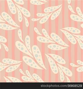 Random seamless pattern with light pink oriental ornament. Pink striped background. Simple design. Great for fabric design, textile print, wrapping, cover. Vector illustration.. Random seamless pattern with light pink oriental nature ornament. Pink striped background. Simple design.