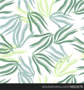 Random seaweeds seamless pattern on white background. Underwater foliage backdrop. Marine plants wallpaper. Design for fabric, textile print, wrapping, cover. Vector illustration.. Random seaweeds seamless pattern on white background. Underwater foliage backdrop.