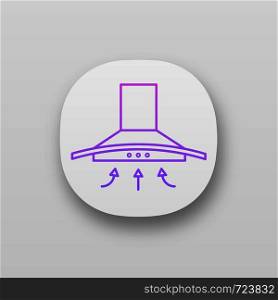 Range hood app icon. UI/UX user interface. Kitchen extractor fan. Cooker hood. Kitchen exhaust. Household appliance. Web or mobile application. Vector isolated illustration. Range hood app icon