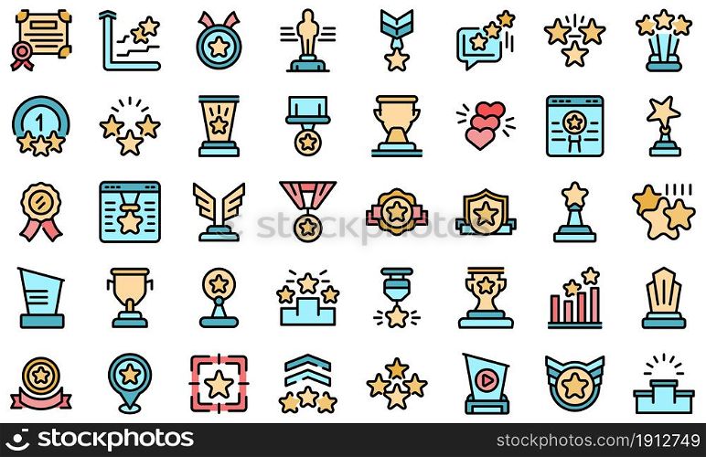 Ranking icon. Outline set of ranking vector icon thin line color flat on white. Ranking icon, outline style