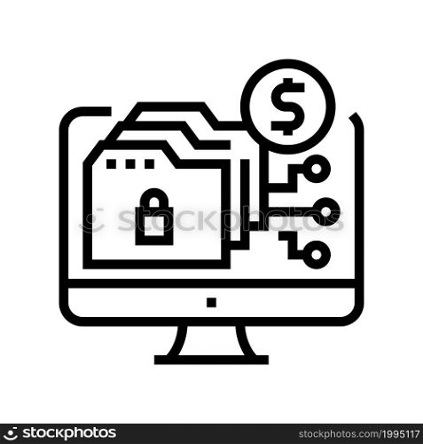 ransomware cyber crime line icon vector. ransomware cyber crime sign. isolated contour symbol black illustration. ransomware cyber crime line icon vector illustration