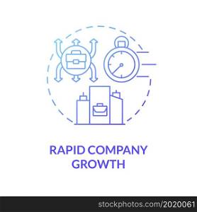 Rapid company growth blue gradient concept icon. External growth abstract idea thin line illustration. Mergers and acquisitions. Company development. Vector isolated outline color drawing. Rapid company growth blue gradient concept icon