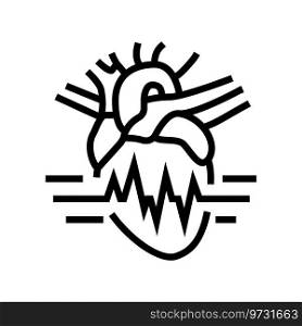 rapid heartbeat palpitations disease symptom line icon vector. rapid heartbeat palpitations disease symptom sign. isolated contour symbol black illustration. rapid heartbeat palpitations disease symptom line icon vector illustration