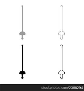 Rapier epee saber fencing sword old cold weaponry melee weapon for sport or duel silhouette set icon grey black color vector illustration image simple solid fill outline contour line thin flat style. Rapier epee saber fencing sword old cold weaponry melee weapon for sport or duel silhouette set icon grey black color vector illustration image solid fill outline contour line thin flat style