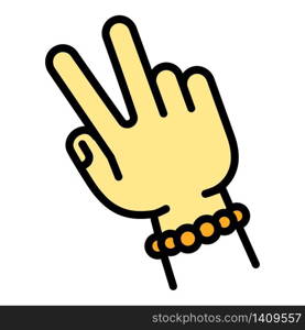 Rapper hand sign icon. Outline rapper hand sign vector icon for web design isolated on white background. Rapper hand sign icon, outline style