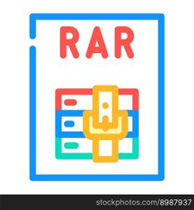 rar file format document color icon vector. rar file format document sign. isolated symbol illustration. rar file format document color icon vector illustration