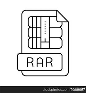 rar file format document line icon vector. rar file format document sign. isolated contour symbol black illustration. rar file format document line icon vector illustration