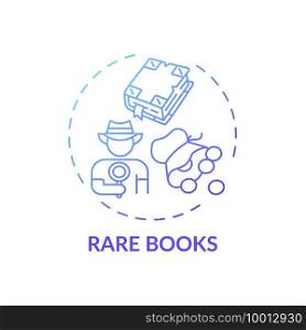 Rare books concept icon. Online library category idea thin line illustration. Important historical materials. New technology. Archive of ancient literature. Vector isolated outline RGB color drawing. Rare books concept icon