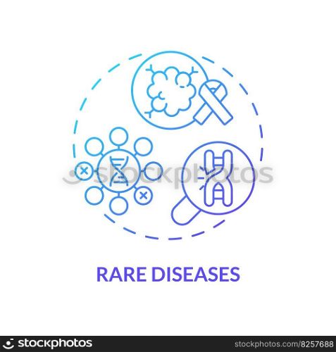 Rare diseases blue gradient concept icon. Identifying genetic basis of potential illness. Application of precision medicine abstract idea thin line illustration. Isolated outline drawing. Rare diseases blue gradient concept icon