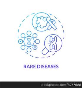 Rare diseases blue gradient concept icon. Identifying genetic basis of potential illness. Application of precision medicine abstract idea thin line illustration. Isolated outline drawing. Rare diseases blue gradient concept icon