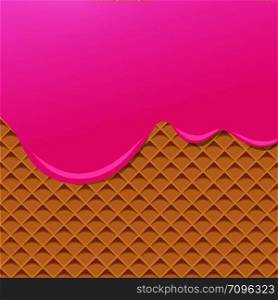 Raspberry Cream Melted on Wafer Background. Vector Illustration, eps 10