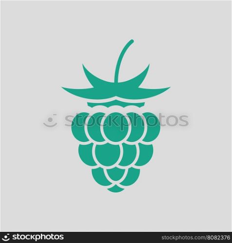 Raspberry icon. Gray background with green. Vector illustration.