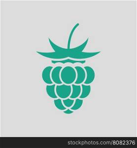 Raspberry icon. Gray background with green. Vector illustration.