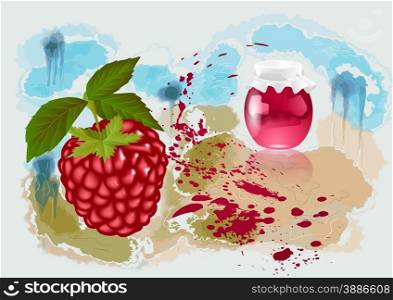 raspberry jam on abstract multicolor grunge background