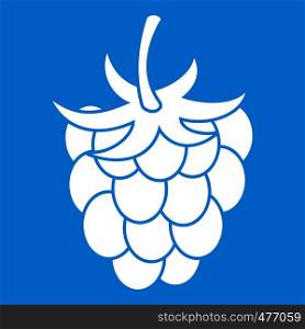 Raspberry or blackberry icon white isolated on blue background vector illustration. Raspberry or blackberry icon white