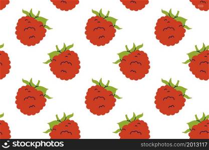 Raspberry seamless pattern. Hand drawn vector illustration. Sweet berry. Color fruits.. Raspberry seamless pattern. Hand drawn vector illustration. Sweet berry. Color fruits