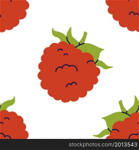 Raspberry seamless pattern. Hand drawn vector illustration. Sweet berry. Color fruits.. Raspberry seamless pattern. Hand drawn vector illustration. Sweet berry. Color fruits
