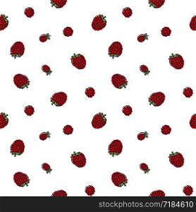 Raspberry seamless pattern set. Juicy berry collection. Hand drawn color vector sketch background. Colorful doodle wallpaper. Summer print