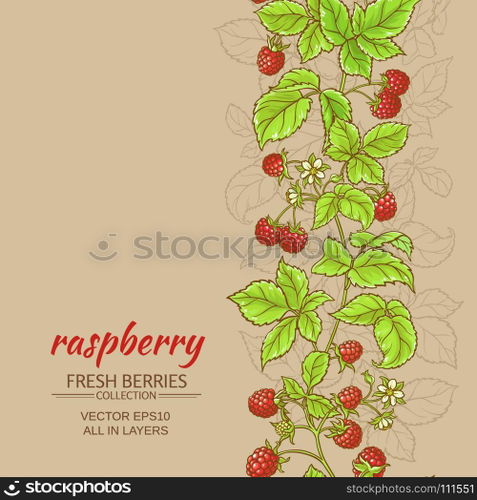 raspberry vector background. raspberry branches vector pattern on color background
