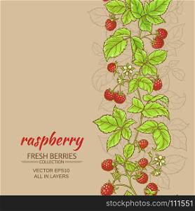 raspberry vector background. raspberry branches vector pattern on color background