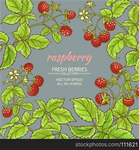 raspberry vector frame. raspberry branches vector frame on color background