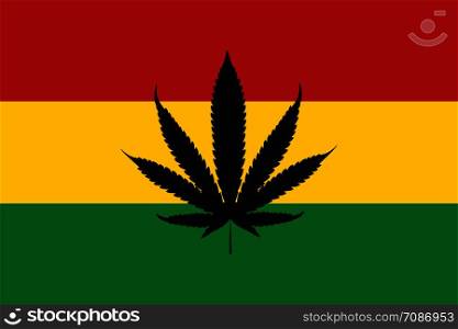 Rasta flag with sign of cannabis. Rastaman leaf decoration wallpaper. EPS 10. Rasta flag with sign of cannabis. Rastaman leaf decoration wallpaper.