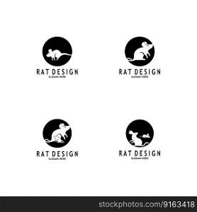 Rat Black Silhouette  Logo Vector Illustration